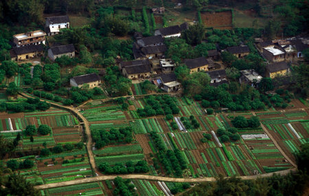 farmland near the town of Yangshou near the city of Guilin in the Guangxi Province of China in in east asia.のeditorial素材