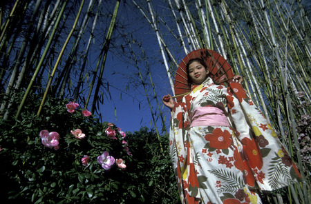 traditional dance at the spring and water festival near Jinghong in Xishuangbanna in the region of the province of Yunnan in China in east asia.のeditorial素材