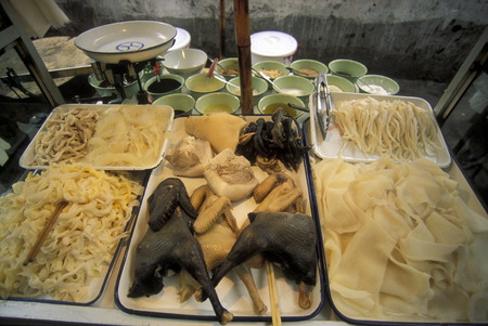 a restaurant on the Market streets of Chongqing in the province of Sichuan in China in east asia.のeditorial素材