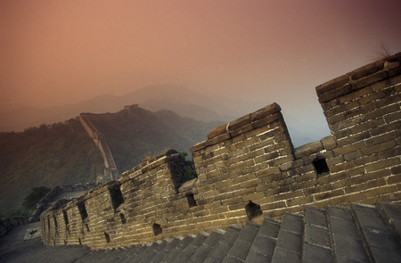 the great wall near the city of beijing in the east of china in east asia.のeditorial素材