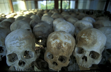 the museum of the killing fields of the Khmer Rouge outside of the city of phnom penh cambodia in in Southeastasia.のeditorial素材