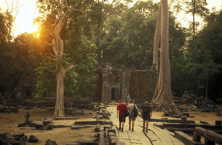 the Prah Khan temple in Angkor at the town of Siem Reap in cambodia in Southeastasia.のeditorial素材