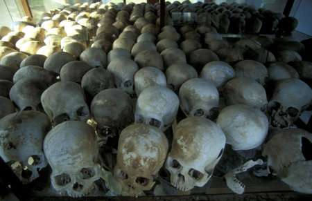 the museum of the killing fields of the Khmer Rouge outside of the city of phnom penh cambodia in in Southeastasia.のeditorial素材