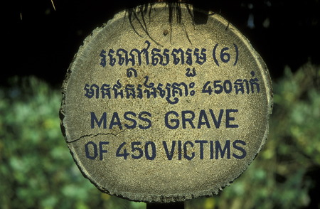 the museum of the killing fields of the Khmer Rouge outside of the city of phnom penh cambodia in in Southeastasia.のeditorial素材