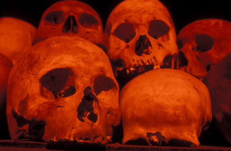 the museum of the killing fields of the Khmer Rouge outside of the city of phnom penh cambodia in in Southeastasia.のeditorial素材