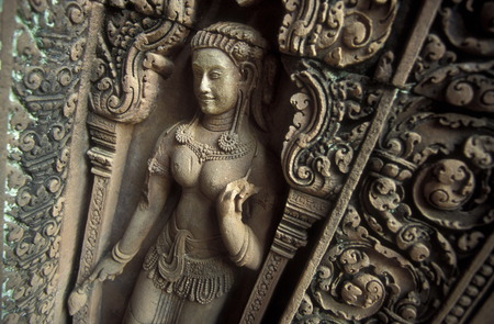 Banteay Srei temple in the Angkor at the town of Siem Reap in cambodia in Southeastasia.のeditorial素材