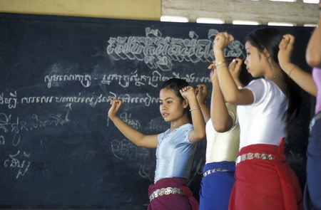 a apsara dance school in the city of phnom penh cambodia in in Southeastasia.のeditorial素材