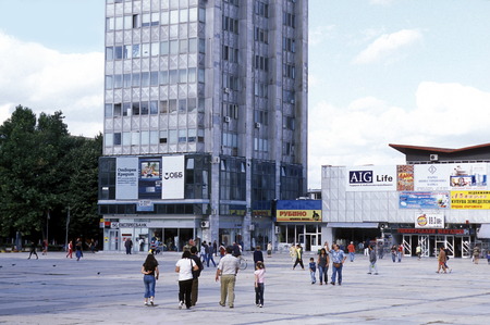 the city center of the town of Dobrich in the east of Bulgaria in east Europe.のeditorial素材