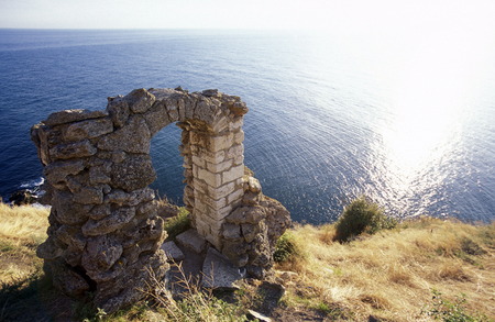the Cape Kaliakra on the blacksea coast near the town of Balchik in Bulgaria in east Europe.のeditorial素材