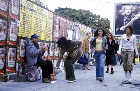 street music in the streets of the city of Sofia in Bulgaria in east Europe.のeditorial素材