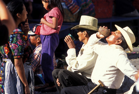 people in traditional clotes at the Market in the Village of  Chichi or Chichicastenango in Guatemala in central America.のeditorial素材