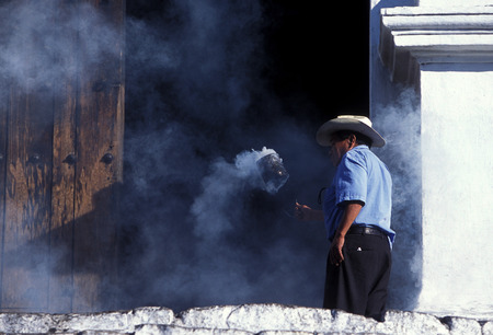 the church in the Village of  Chichi or Chichicastenango in Guatemala in central America.のeditorial素材
