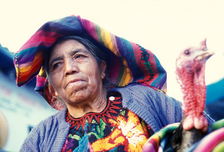 people in traditional clotes at the Market in the Village of  Chichi or Chichicastenango in Guatemala in central America.のeditorial素材