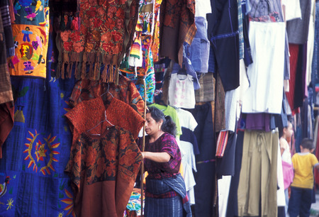 people in traditional clotes at the Market in the Village of  Chichi or Chichicastenango in Guatemala in central America.のeditorial素材