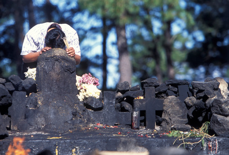 a religion ceremony in the old town in the city of Antigua in Guatemala in central America.のeditorial素材