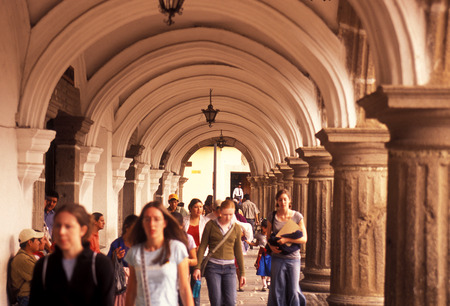 the main square in the old town in the city of Antigua in Guatemala in central America.のeditorial素材