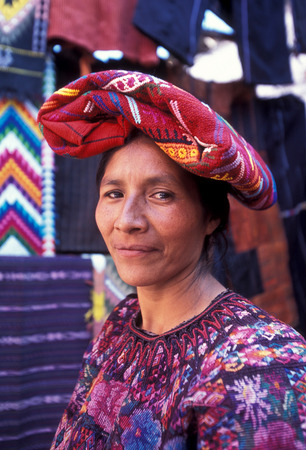people in traditional clotes at the Market in the Village of  Chichi or Chichicastenango in Guatemala in central America.のeditorial素材