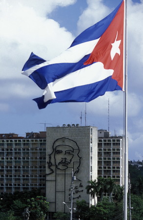 the memorial of che guevara at the Plaza de la Revolicion in the city Havana on Cuba in the caribbean sea.のeditorial素材
