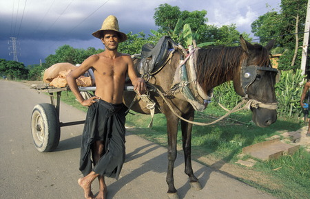 a Farmer near the city of Holguin on Cuba in the caribbean sea.のeditorial素材