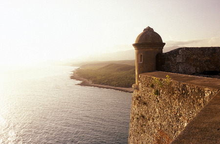 the Castillo de San Pedro del Mora in the city centre in the city of Santiago de Cuba on Cuba in the caribbean sea.のeditorial素材