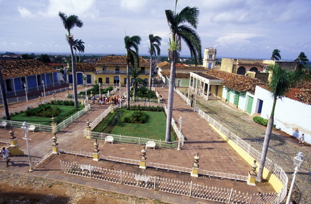 the city centre in the old Town of the Village of trinidad on Cuba in the caribbean sea.のeditorial素材