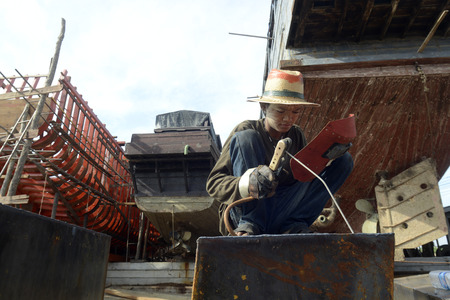 a Ship manufactur near the city of Myeik in the south in Myanmar in Southeastasia.のeditorial素材