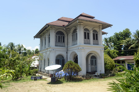 Colonial Buildings in the old city of Myeik in the south in Myanmar in Southeastasia.のeditorial素材