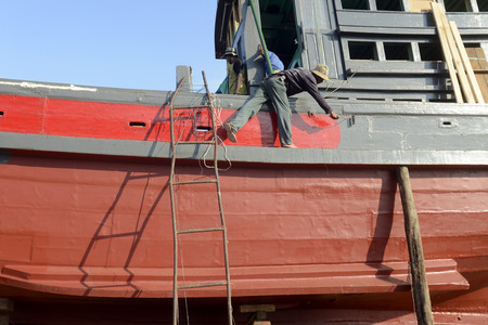 a Ship manufactur in the city of Myeik in the south in Myanmar in Southeastasia.のeditorial素材