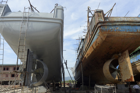 a Ship manufactur near the city of Myeik in the south in Myanmar in Southeastasia.のeditorial素材