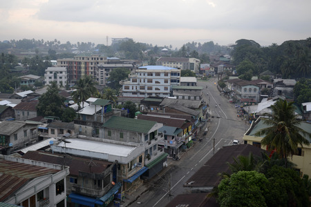 the city centre of Myeik in the south in Myanmar in Southeastasia.の写真素材