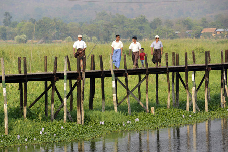 the floating gardens at the Inle Lake in the Shan State in the east of Myanmar in Southeastasia.のeditorial素材