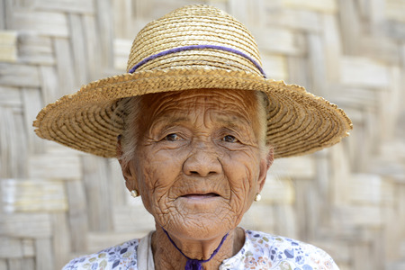 a old farmer women in the town of Nyaungshwe at the Inle Lake in the Shan State in the east of Myanmar in Southeastasia.のeditorial素材