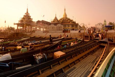 the temple at the Village of Phaung Daw Oo at the Inle Lake in the Shan State in the east of Myanmar...