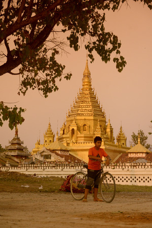 the Yadana Man Aung Pagoda in the city of Nyaungshwe on the Inle Lake in the Shan State in the east of Myanmar in Southeastasia.のeditorial素材