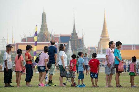 a Kite flying festival at the Sanam Luang Park in Banglamphu in the city of Bangkok in Thailand in Southeastasia.のeditorial素材