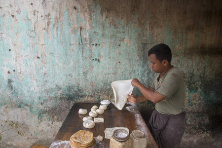 a Restaurant near the Town of Myingyan southwest of Mandalay in Myanmar in Southeastasia.のeditorial素材