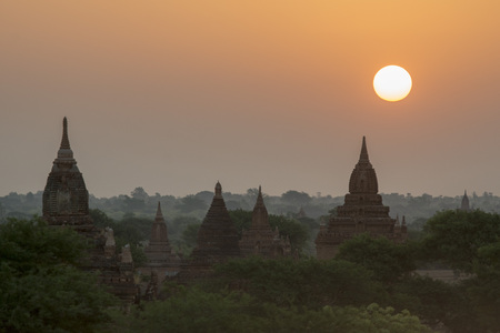 the Temple and Pagoda Fields in Bagan in Myanmar in Southeastasia.の写真素材