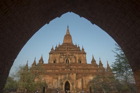 the That byin nyu Temple in Bagan in Myanmar in Southeastasia.の写真素材