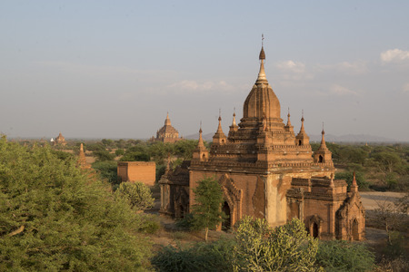 the Temple and Pagoda Fields in Bagan in Myanmar in Southeastasia.の写真素材