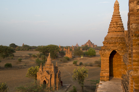 the Temple and Pagoda Fields in Bagan in Myanmar in Southeastasia.の写真素材