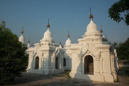 the Kuthodaw Paya in the City of Mandalay in Myanmar in Southeastasia.