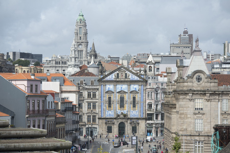 the igreja dos Congregados in the old town of  ribeira in the city centre of Porto in Portugal in Europe.のeditorial素材