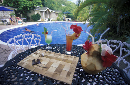 The hotel de mer on the Island Praslin of the seychelles islands in the indian oceanのeditorial素材