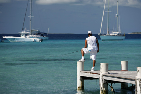the village on the Gran Roque Island at the Los Roques Islands in the caribbean sea of Venezuela.のeditorial素材