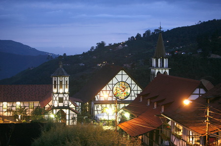a traditional Black Forest House of the German Colony in the Mountain Village of Colonia Tovar in the north of Venezuela.のeditorial素材