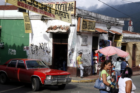 street life in the old town of the mountain village of Trujillo in the west of Venezuela.のeditorial素材