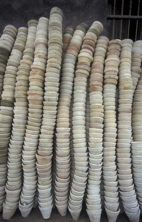 workers in a pottery factory in the old town of Cairo the capital of Egypt in north africaのeditorial素材