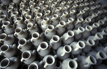 workers in a pottery factory in the old town of Cairo the capital of Egypt in north africa