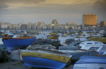the coast at the al corniche road in the city of Alexandria on the Mediterranean sea in Egypt in north africaのeditorial素材