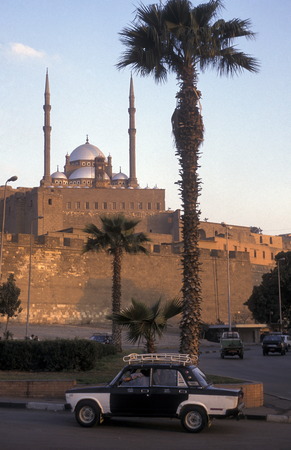the Mohammed Ali Mosque in the old town of Cairo the capital of Egypt in north africaのeditorial素材